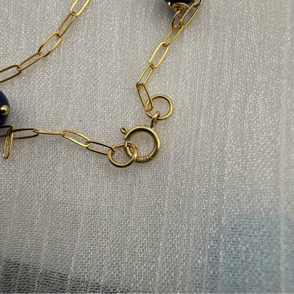 Lapis Paperclip Bracelet (B4044)