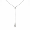 Rose Quartz Paperclip Lariat Necklace (L5509)