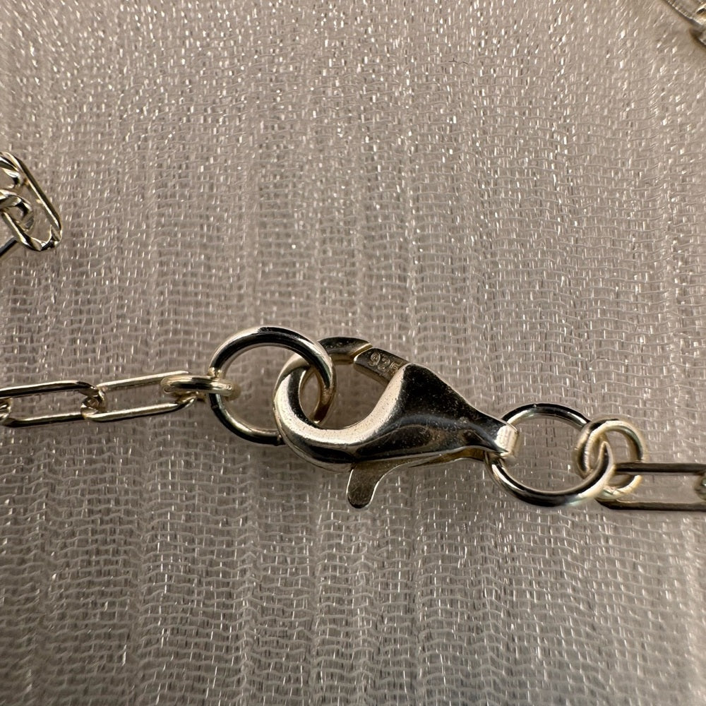 Rose Quartz Paperclip Lariat Necklace (L5509)