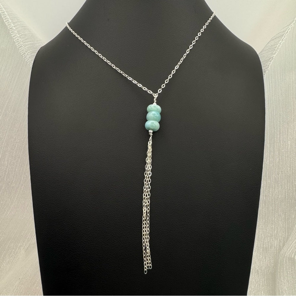 Larimar Necklace Lariat Tassel (L1717)