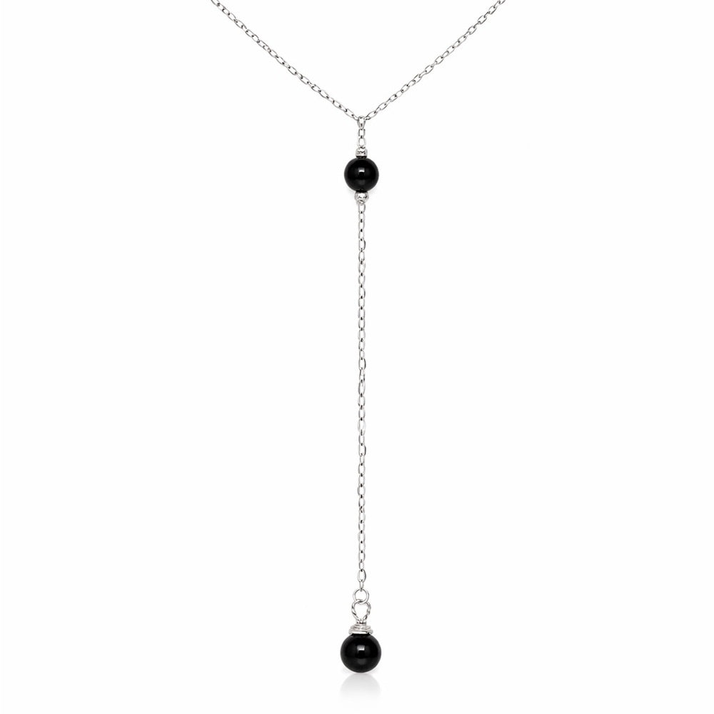 Onyx Lariat Necklace (L1619)