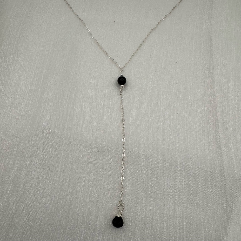 Onyx Lariat Necklace (L1619)