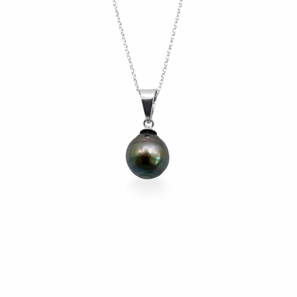 Sterling Silver Tahitian Semi Baroque Pearl Necklace (#31)