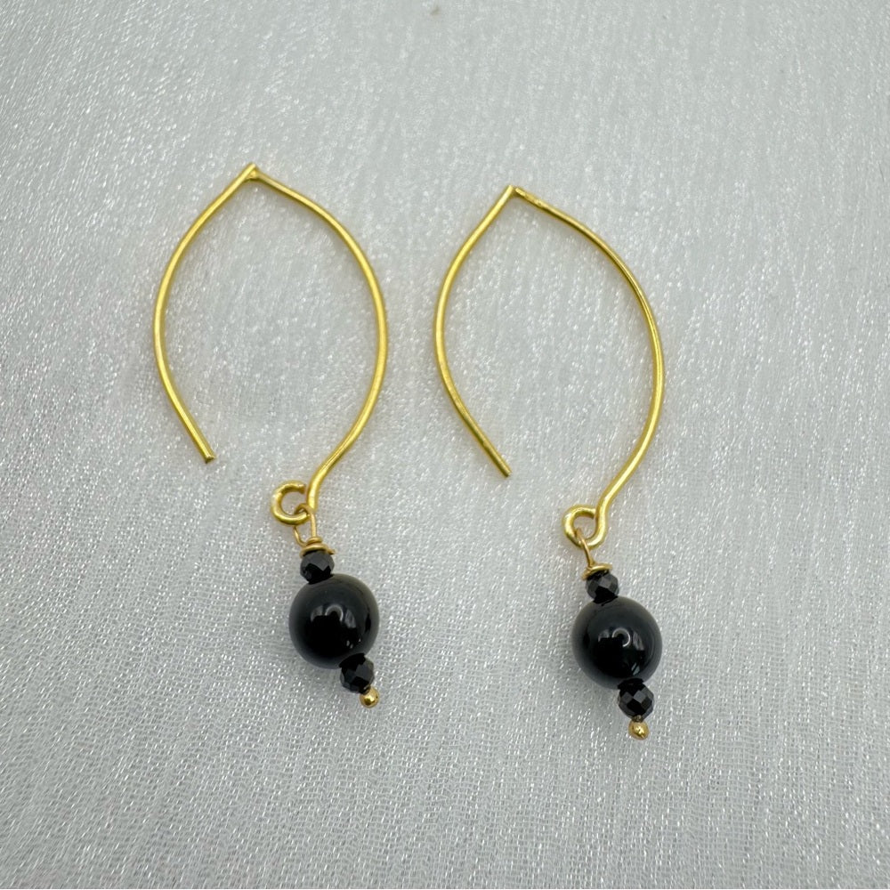 Black Onyx Dangle Earrings (HT3000)
