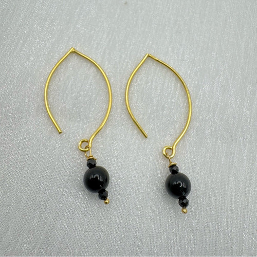 Black Onyx Dangle Earrings (HT3000)