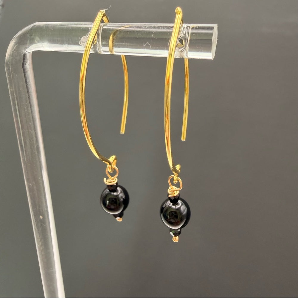 Black Onyx Dangle Earrings (HT3000)