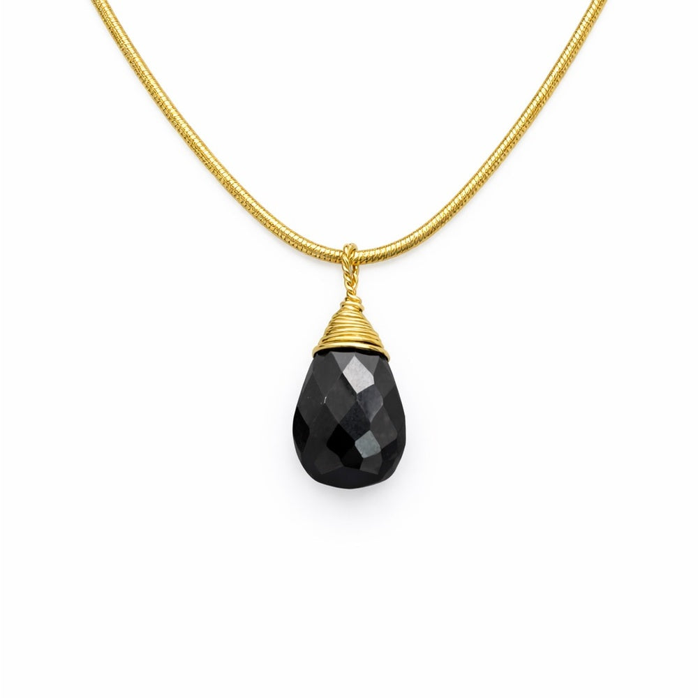 Black Onyx Snake Chain Necklace (N9150)