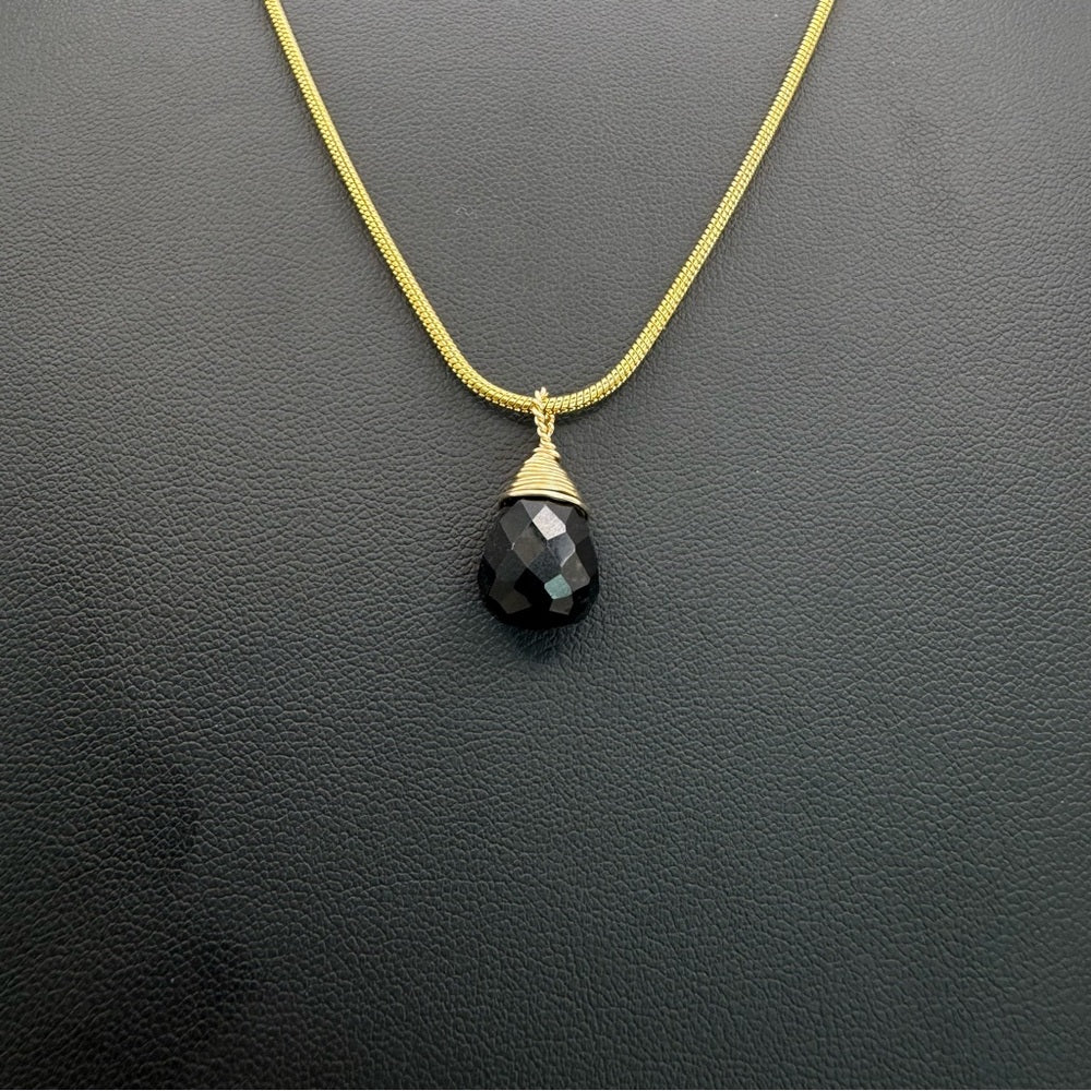 Black Onyx Snake Chain Necklace (N9150)