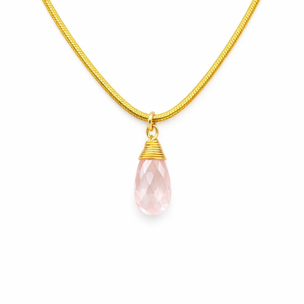Rose Quartz Snake Chain Necklace (N5018)
