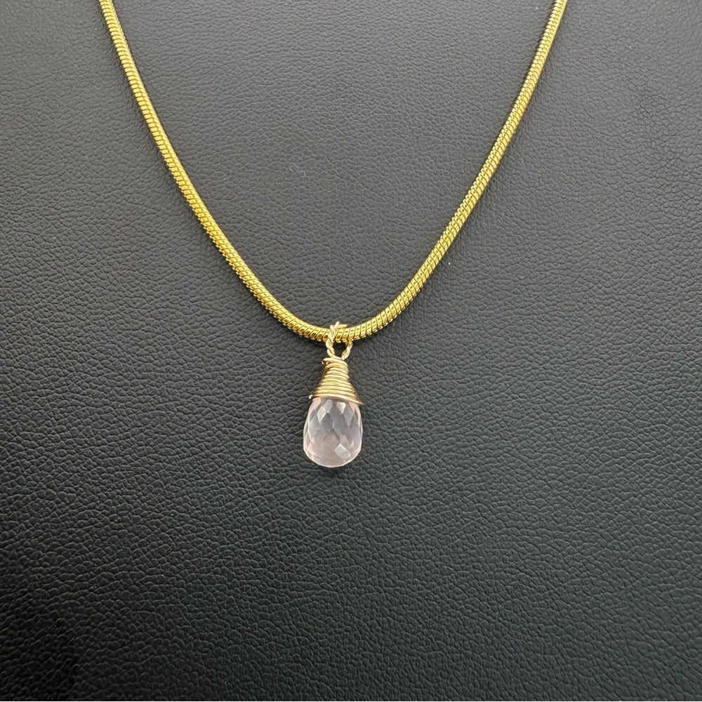 Rose Quartz Snake Chain Necklace (N5018)