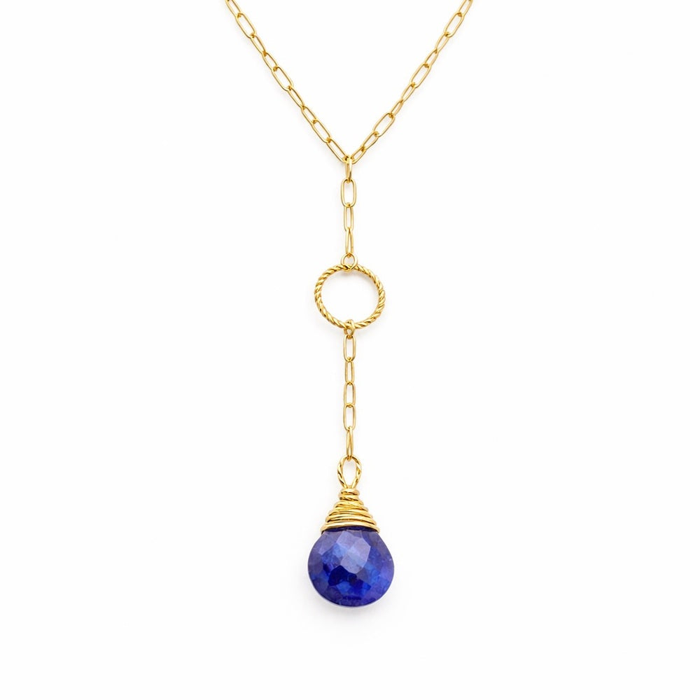 Sapphire Paperclip Lariat Necklace (L2412)