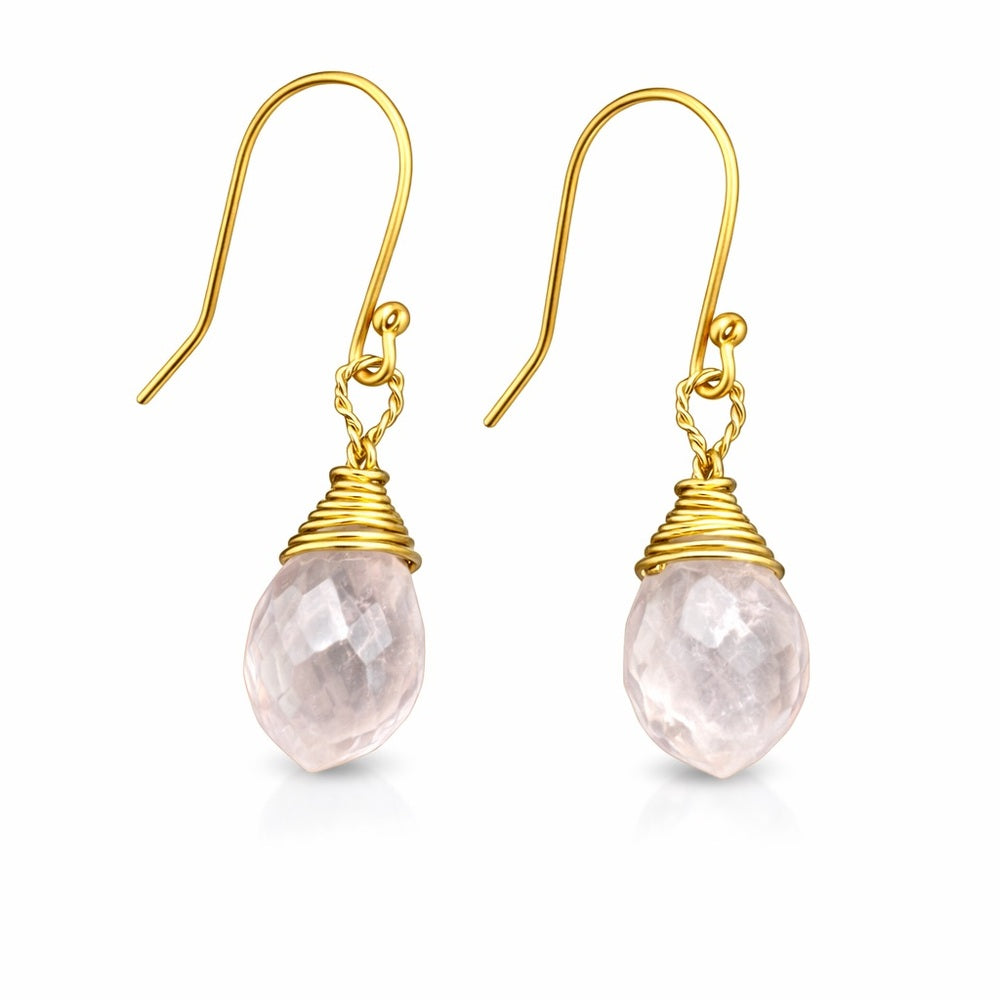 Rose Quartz Hook Earrings (HK5017)