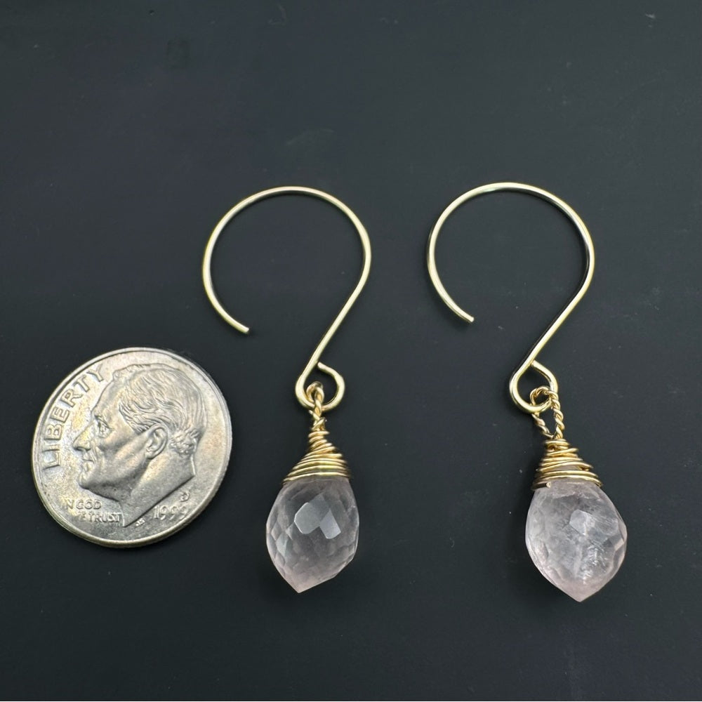 Rose Quartz Hook Earrings (HK5017)