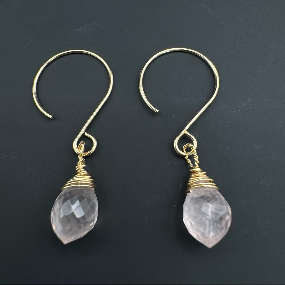 Rose Quartz Hook Earrings (HK5017)