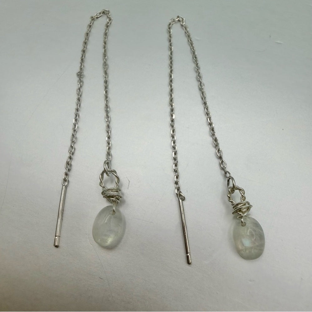 Moonstone Cabochon Oval Threader Earrings (TH11770)