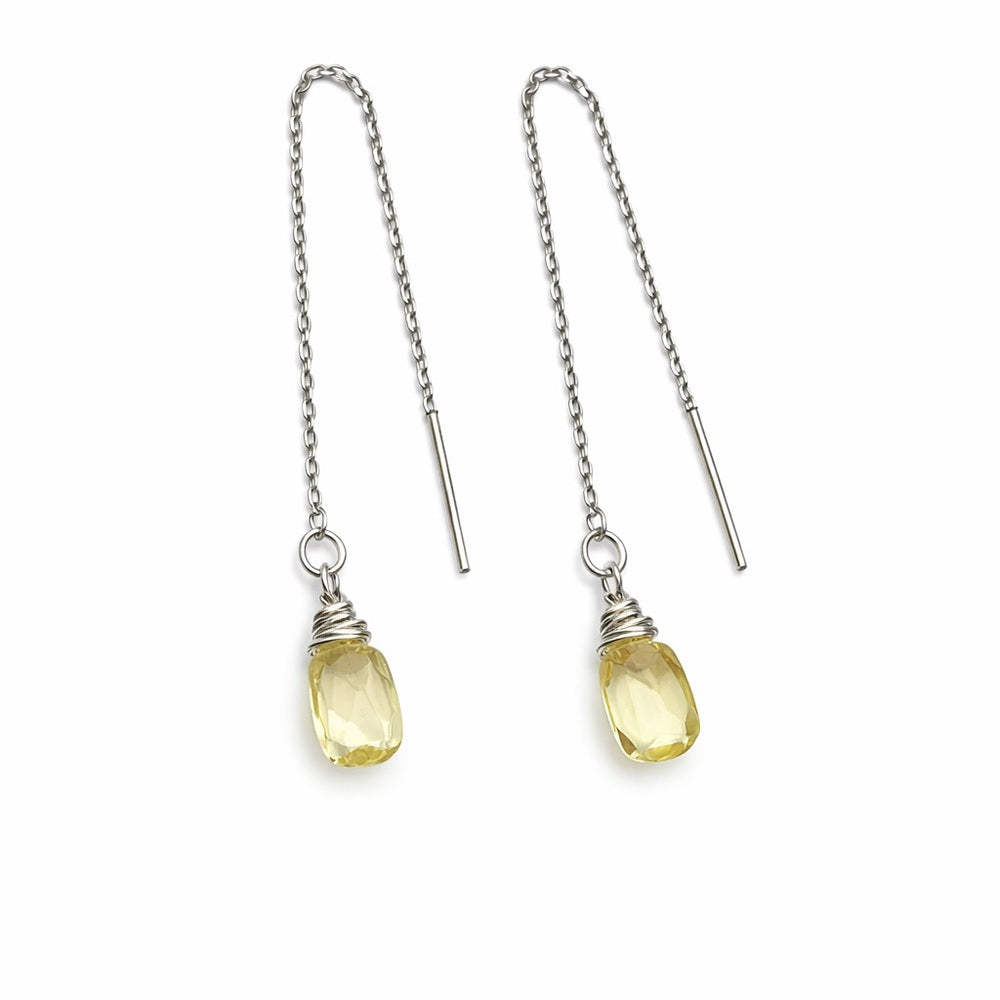 TH1864 Lemon Quartz Threader Earrings