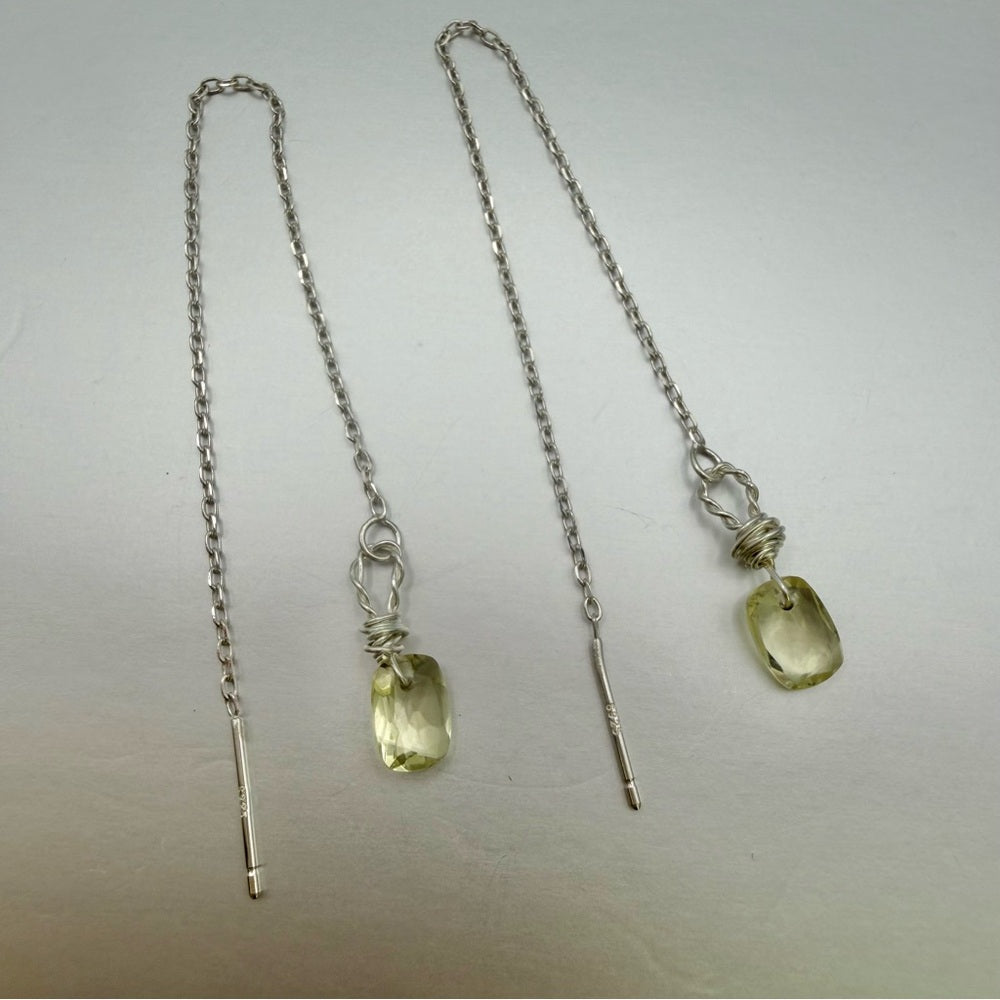 TH1864 Lemon Quartz Threader Earrings