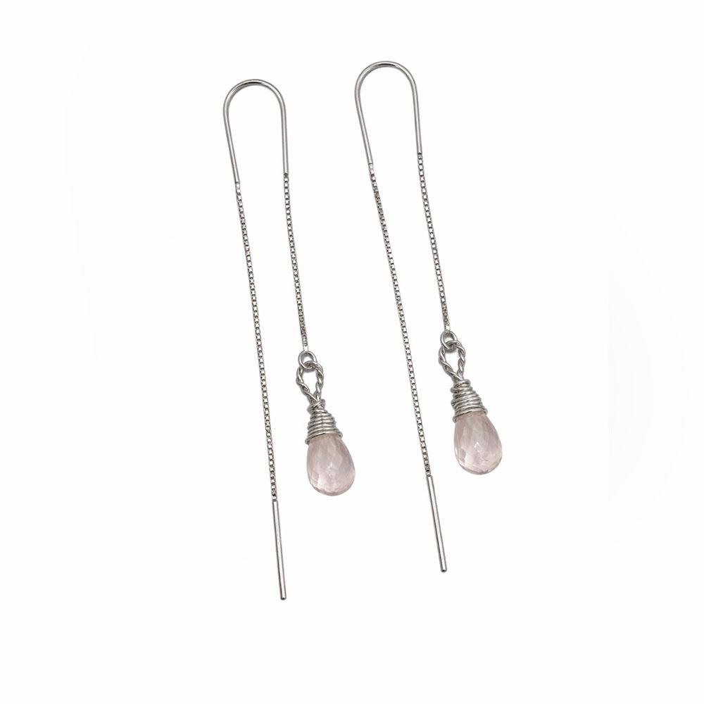 Rose Quartz Threader Earrings (TH3056)