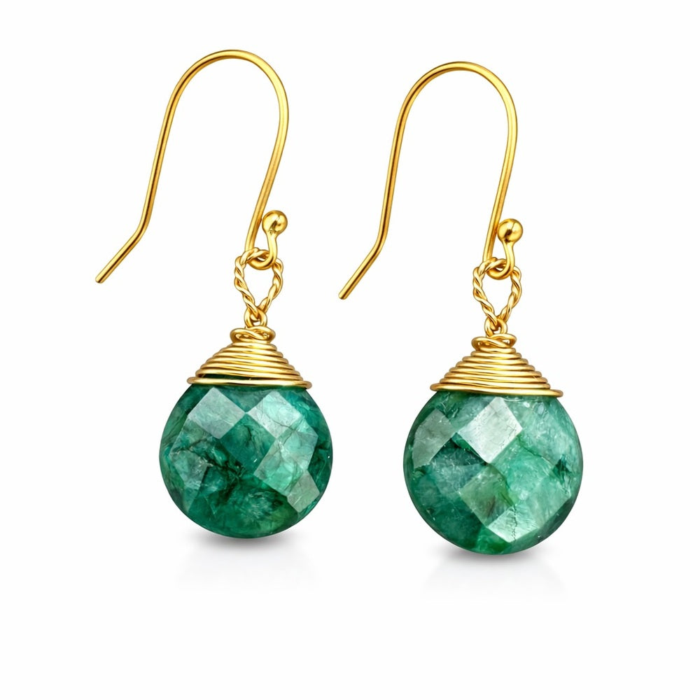 Emerald Wrapped Hook Earrings (HK9710)