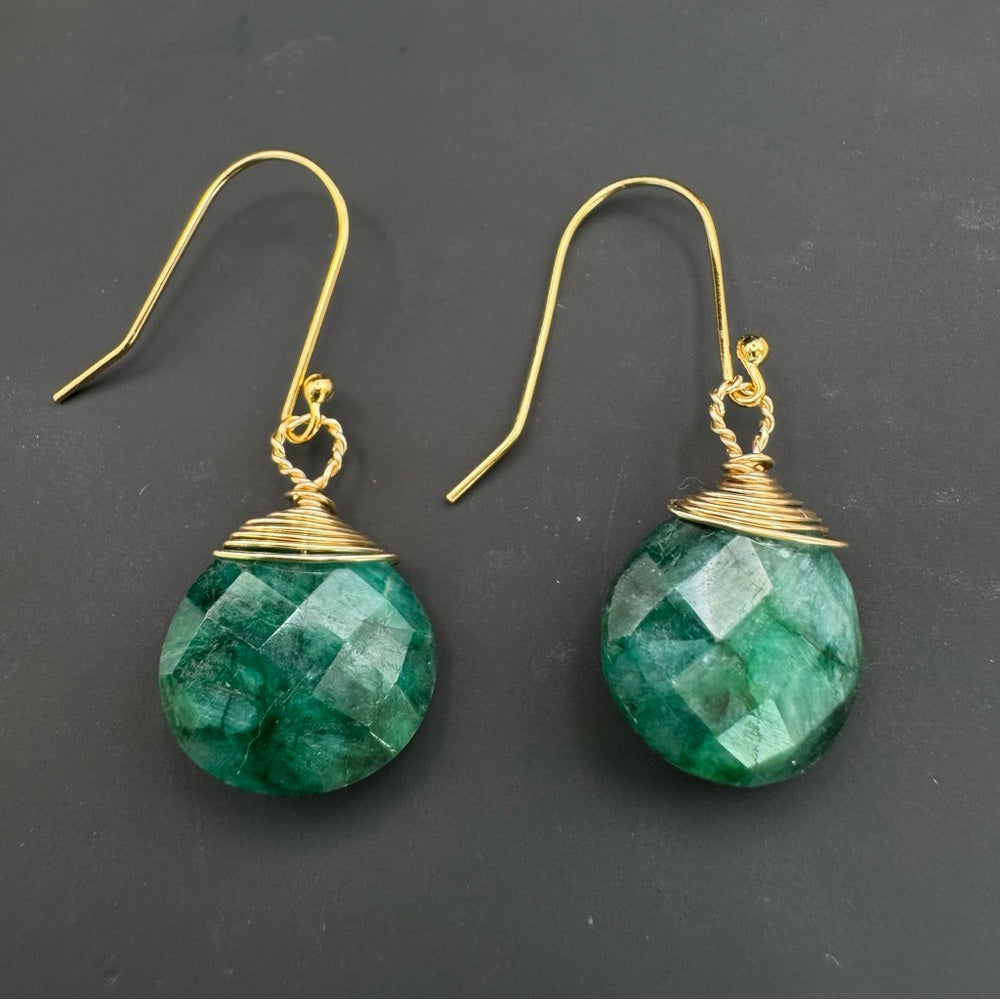 Emerald Wrapped Hook Earrings (HK9710)