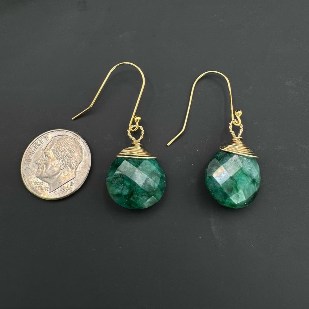 Emerald Wrapped Hook Earrings (HK9710)
