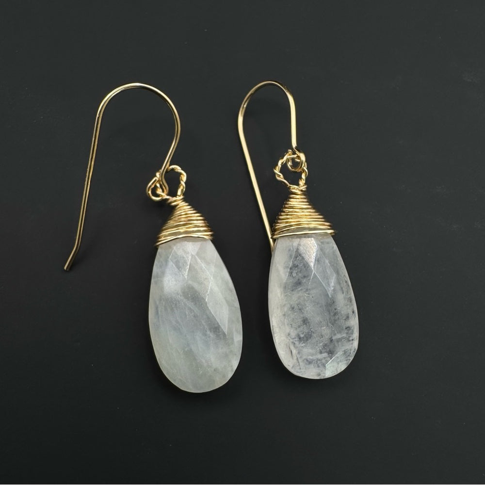 Moonstone Wrapped Dangle Earrings (HK3024)