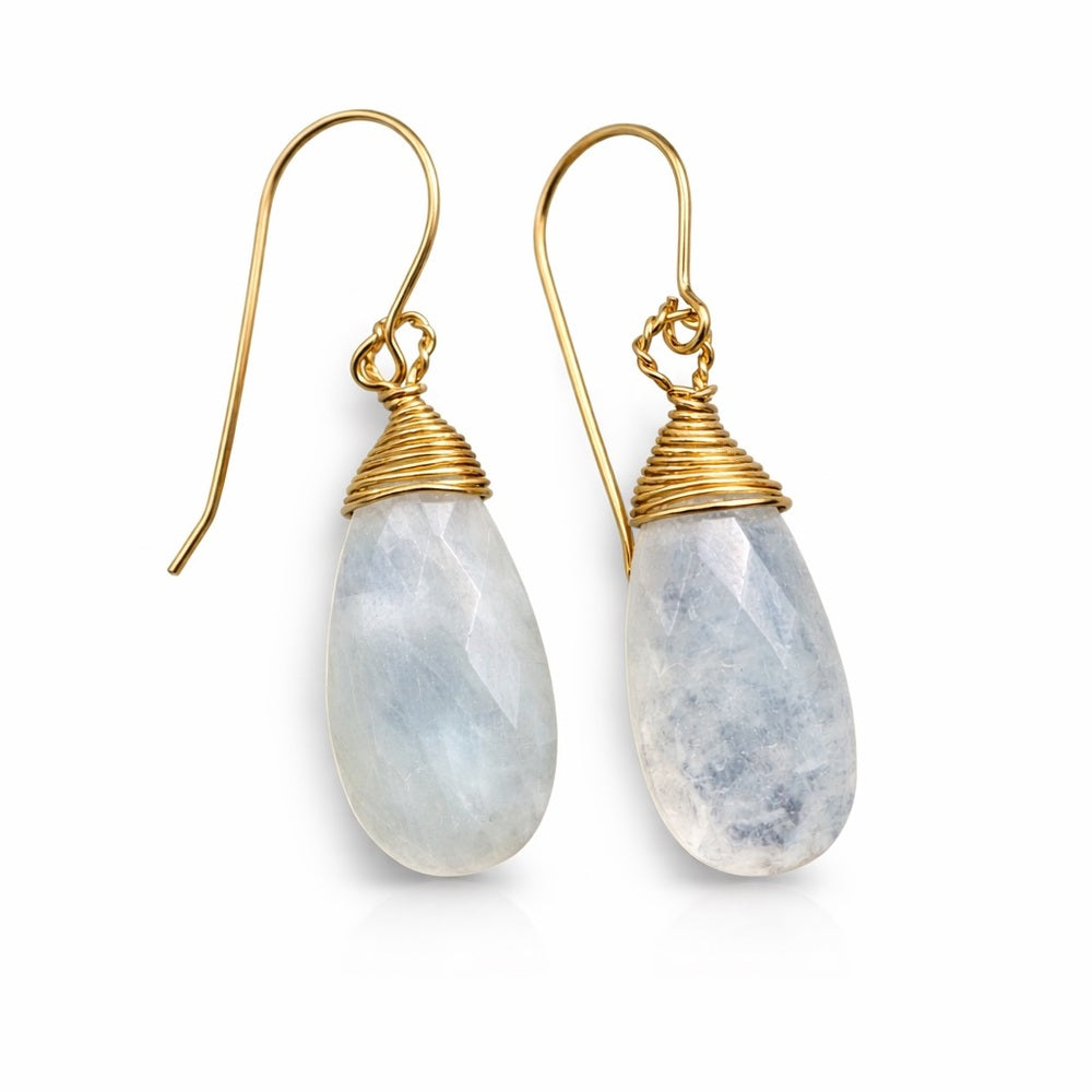 Moonstone Wrapped Dangle Earrings (HK3024)
