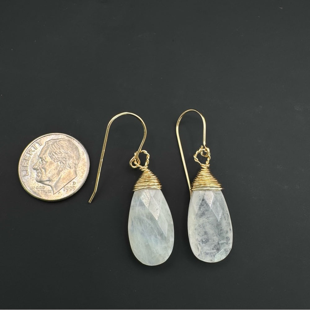 Moonstone Wrapped Dangle Earrings (HK3024)
