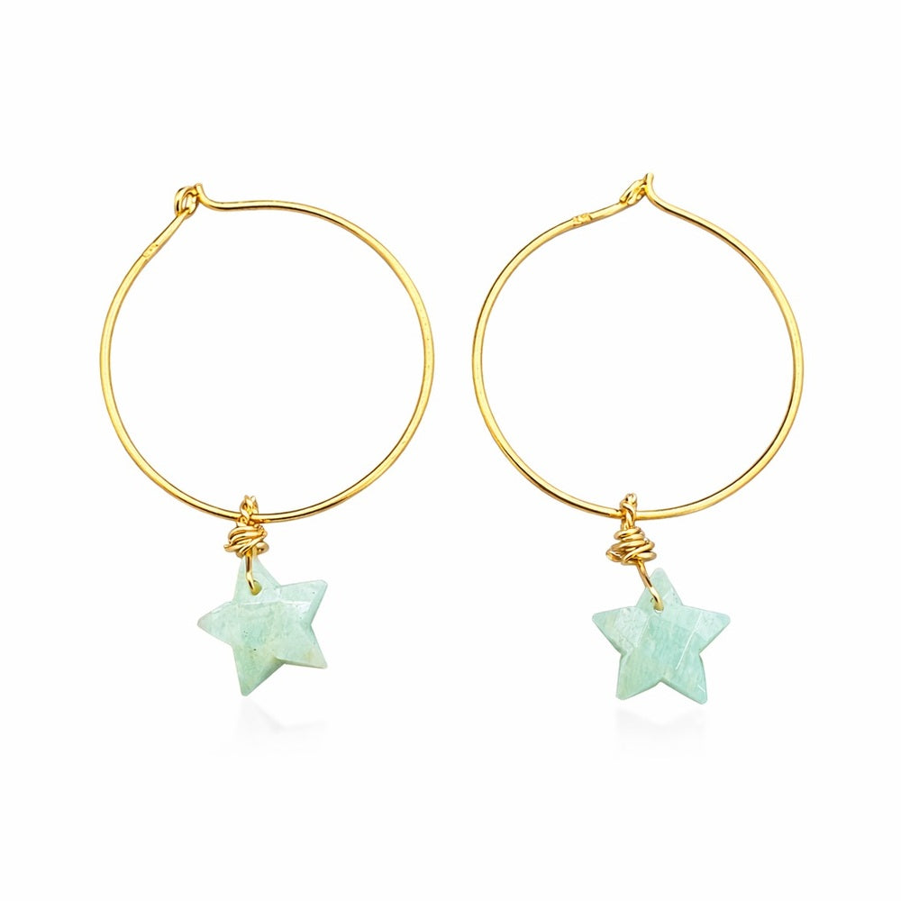 Amazonite Star Hoop Earrings (HP4055)