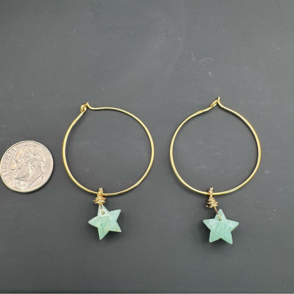 Amazonite Star Hoop Earrings (HP4055)