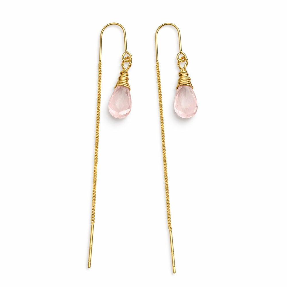 Rose Quartz Gold Threaders (TH3055)