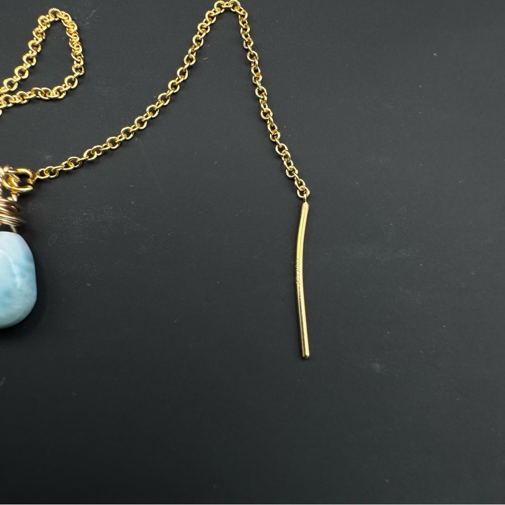 Larimar Teardrop Gold Threaders (TH2109)