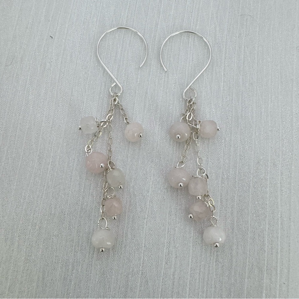Rose Quartz Cluster Earrings (HK4021)