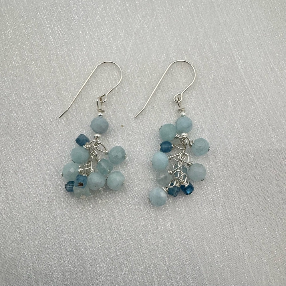Aquamarine Cluster Earrings (HK1059)