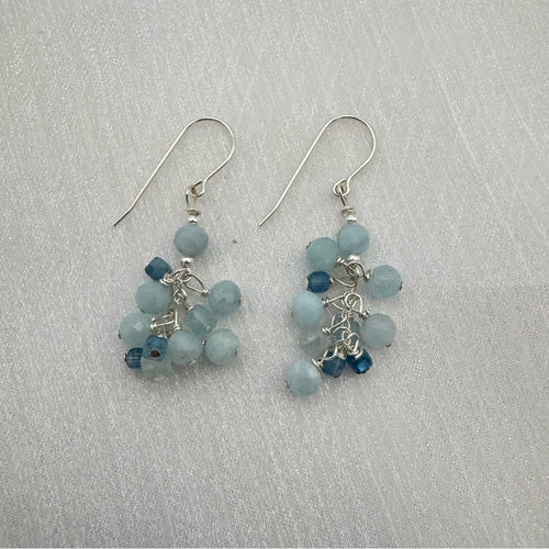 Aquamarine Cluster Earrings (HK1059)