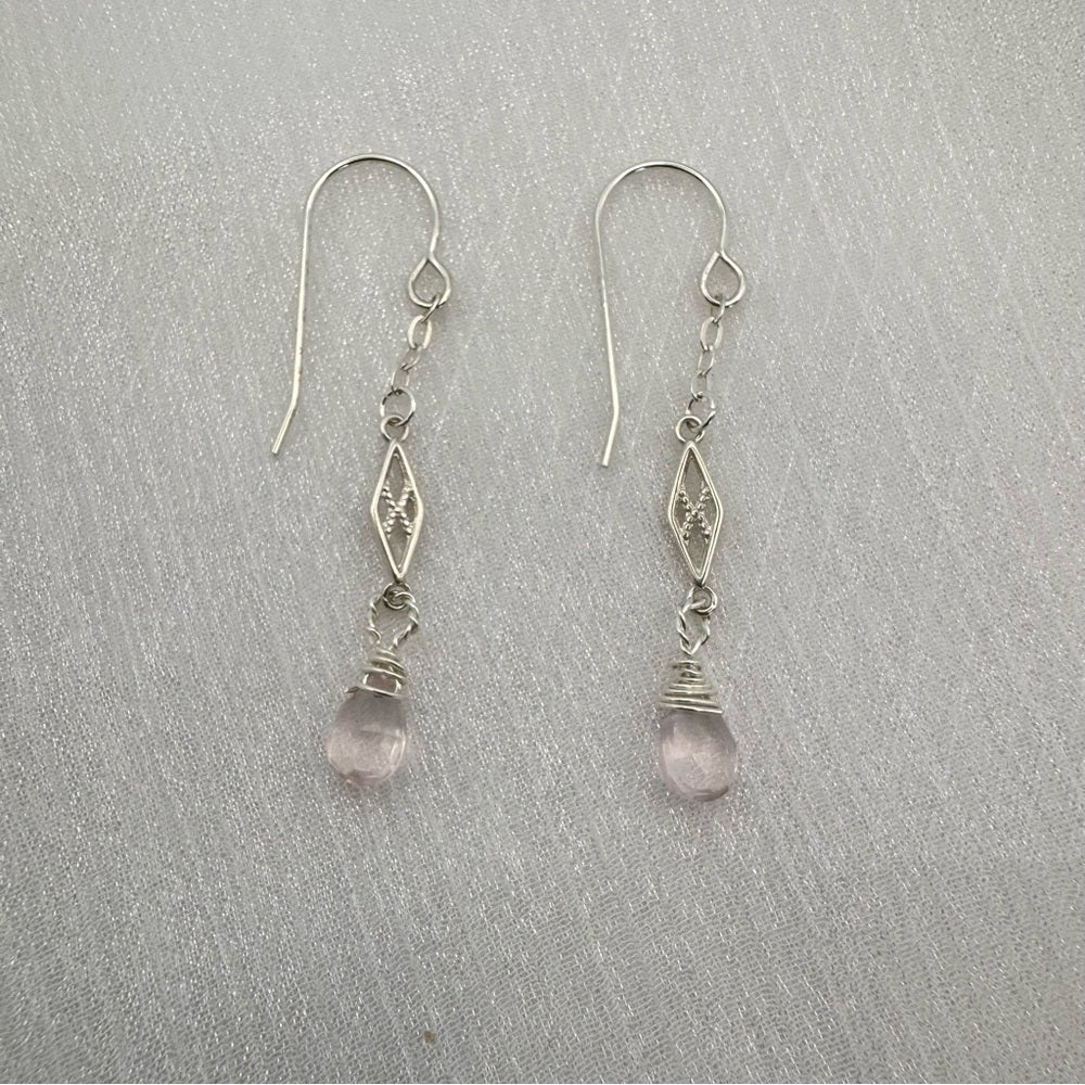 Rose Quartz Dangle Earrings (HK5510)