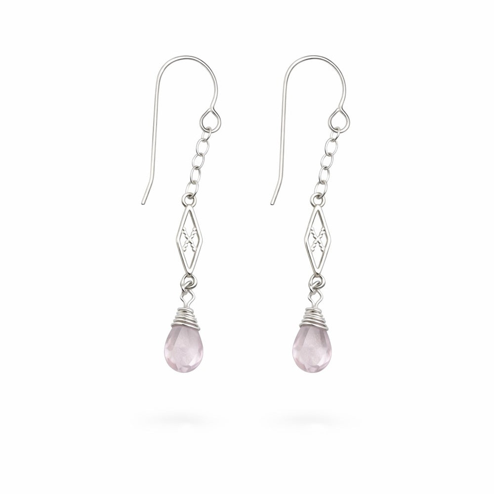 Rose Quartz Dangle Earrings (HK5510)