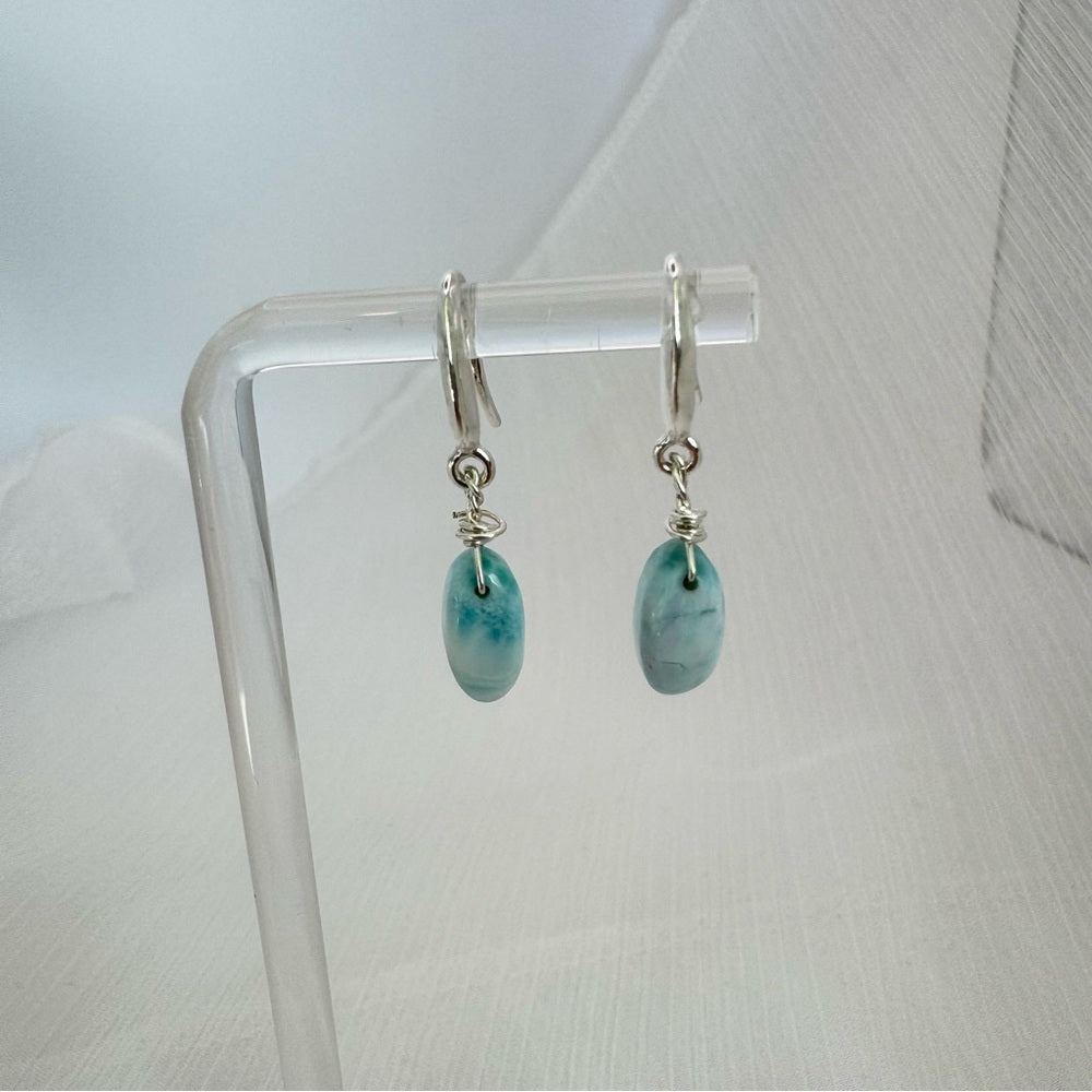 Larimar Cabachon Oval Earrings (HK11610)