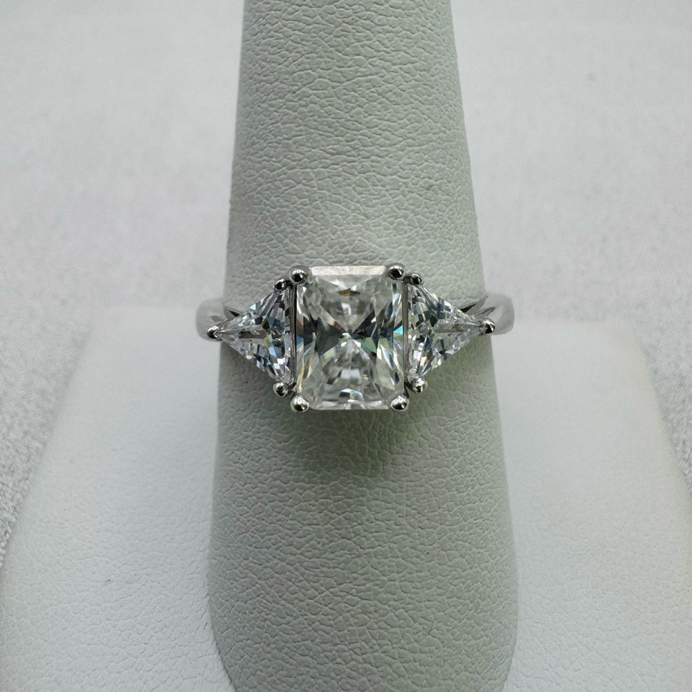 2 CT Moissanite Radiant Cut Sterling Silver Ring