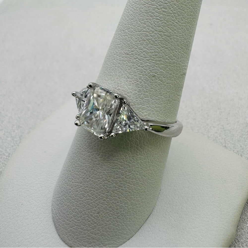 2 CT Moissanite Radiant Cut Sterling Silver Ring