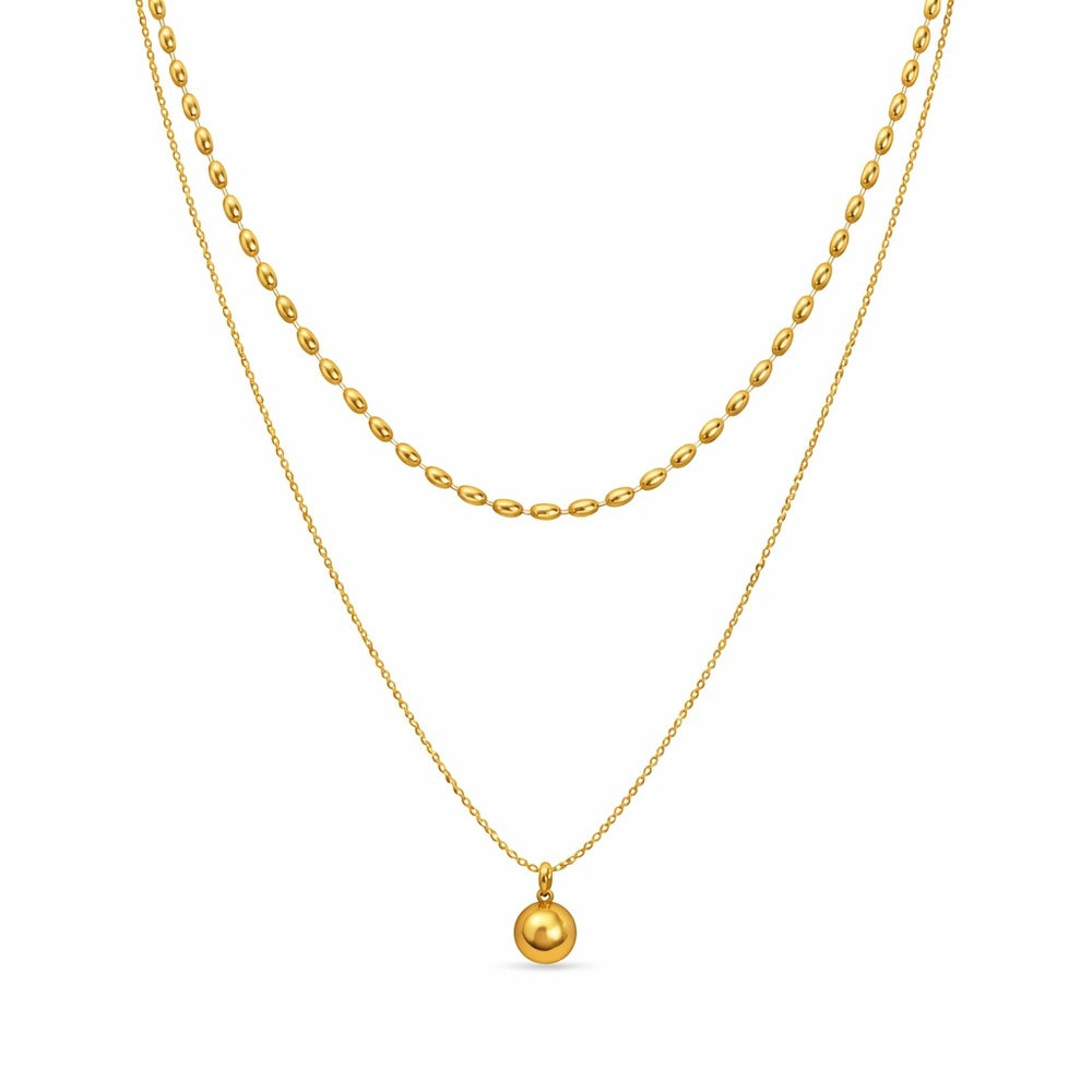 Gold Layered Bead & Sphere Necklace