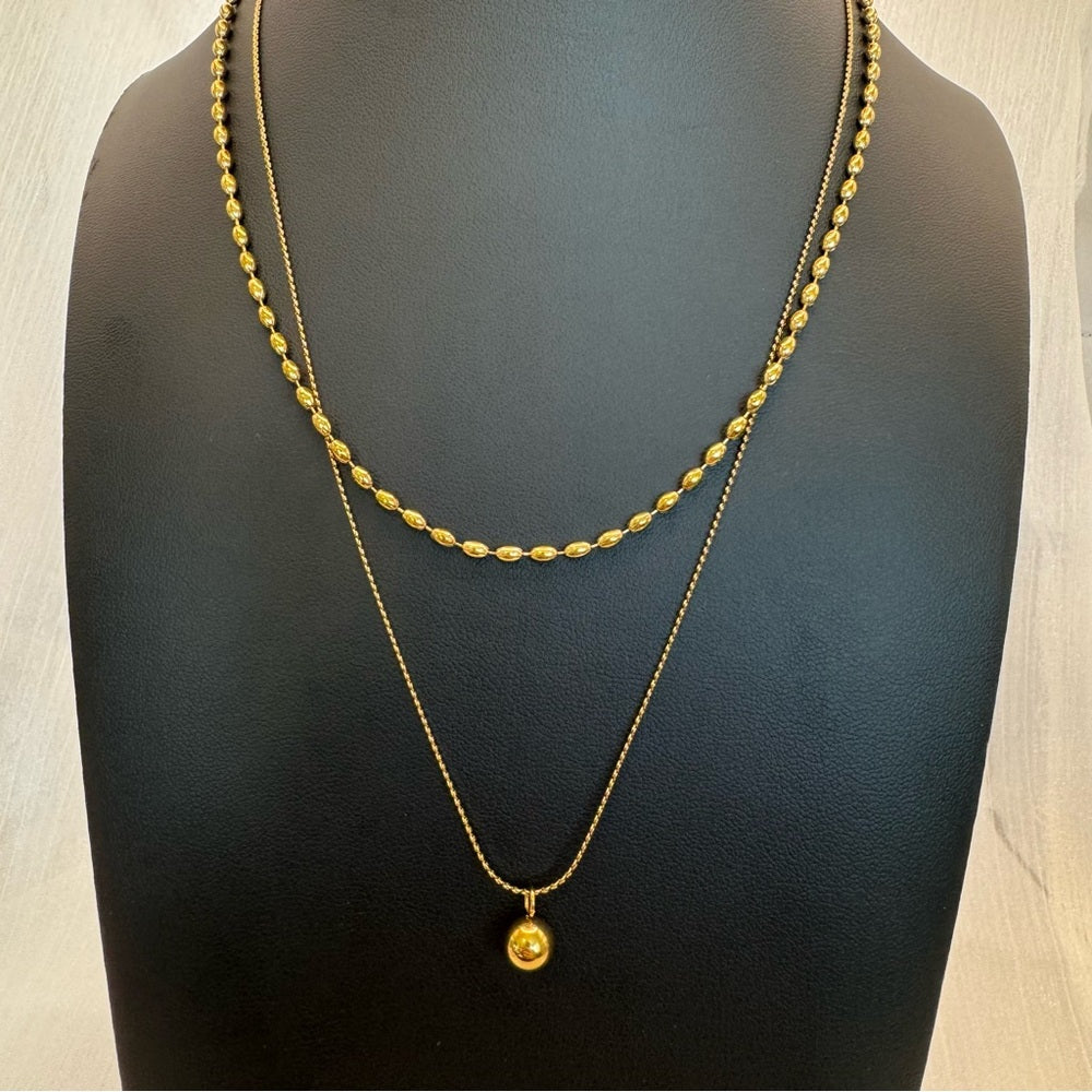 Gold Layered Bead & Sphere Necklace