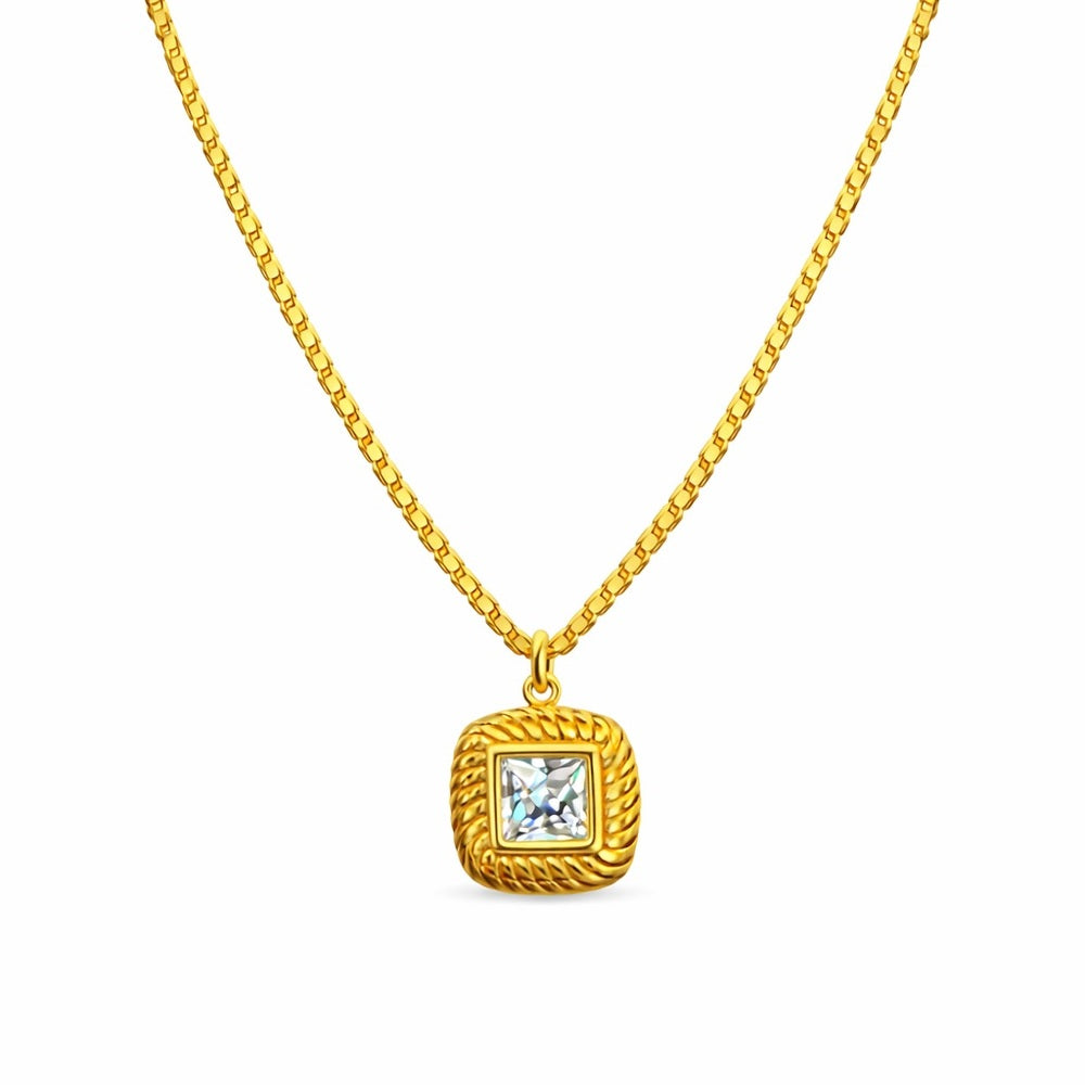 Gold Cushion-Style Pendant