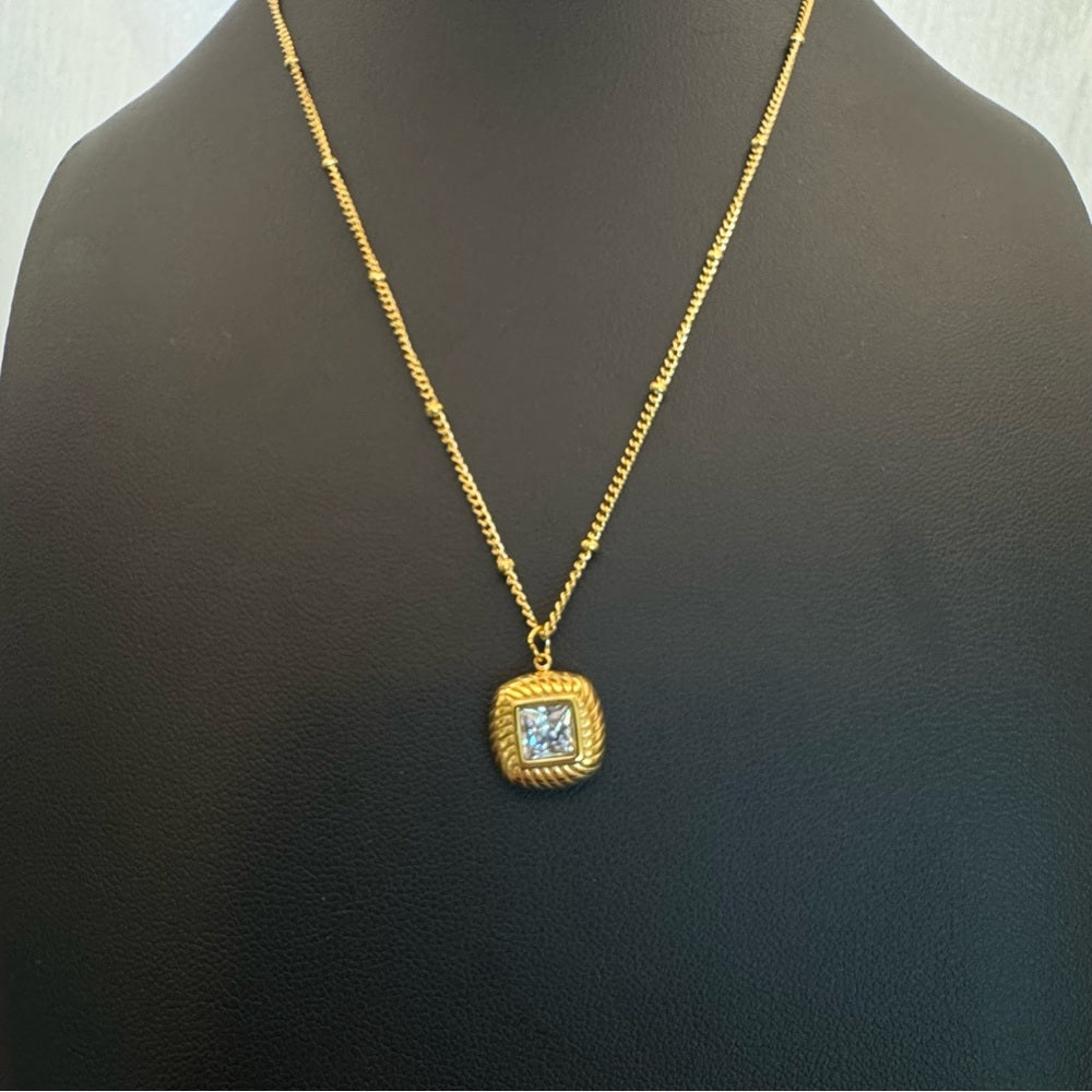 Gold Cushion-Style Pendant