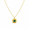 Gold Green Crystal Necklace