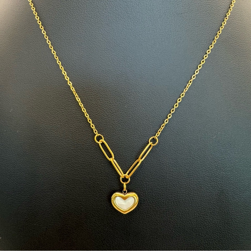 Gold Paperclip Heart Necklace