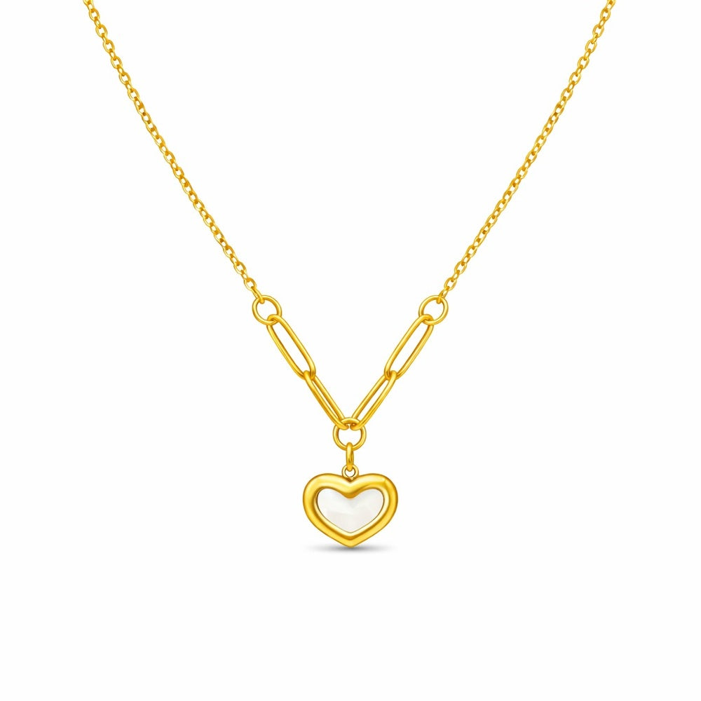Gold Paperclip Heart Necklace