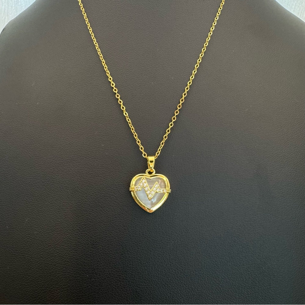Gold Heartbeat Heart Necklace