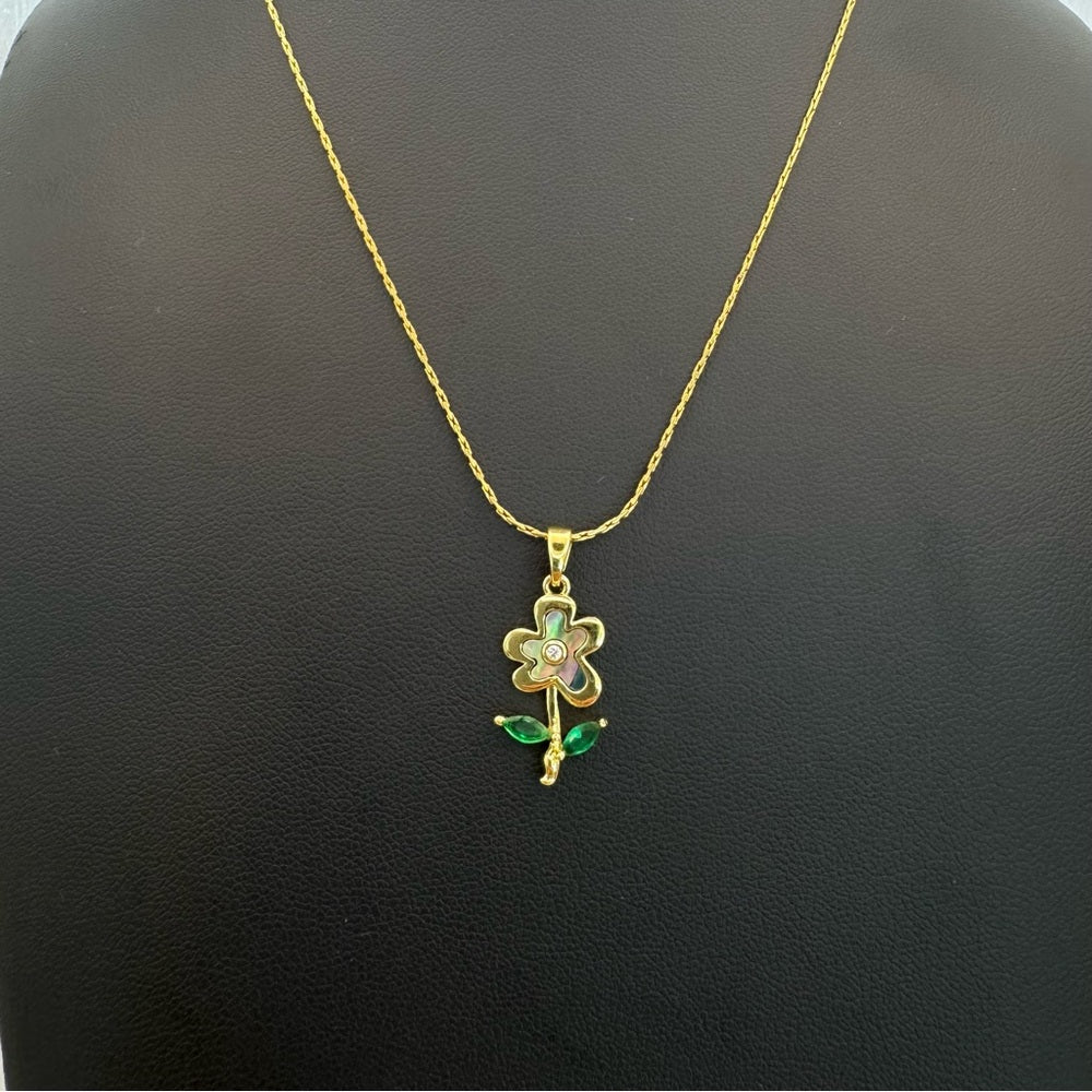 Gold Abalone Flower Necklace