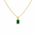 Emerald Cut Green Crystal Necklace